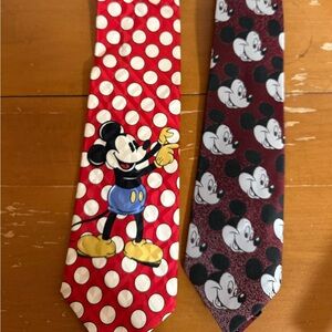Mickey Mouse Disney Neck Ties Red and White polka dot and maroon with Mickey.